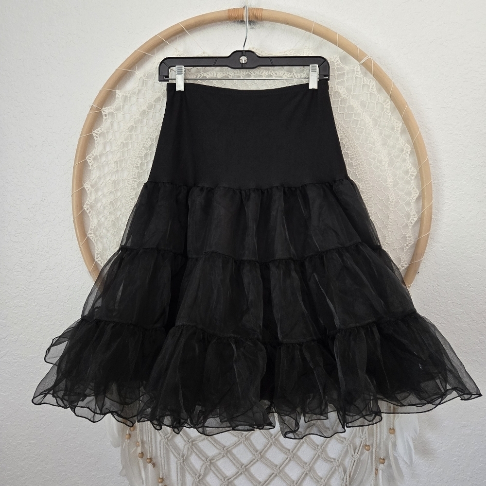 Black Petticoat Fairy Grunge Ethereal Tiered Convertible Skirt Dress